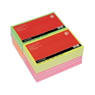 Image of 5 Star Re Move Notes Repositionable Neon Pad of 100 Sheets 76x127mm Assorted [Pack 12]
