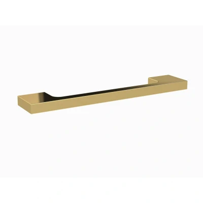 Image of Nuie H196 Handles Modern Bathroom Designer Slimline Square D Shape Furniture Handle, 128mm Centres, 150mm, Brushed Brass