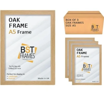 Image of Pack Of 3 Modern Picture Photo Poster Frames (Oak, A5 (210 x 148mm))