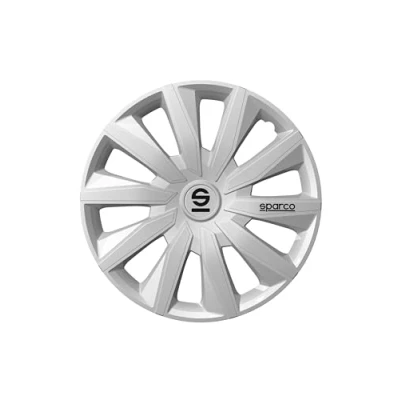 Image of Sparco Set of 4 hubcaps 15’. Model Milano Silver. Sporty design for your car rims. Strong and durable construction.