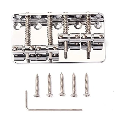 Image of Alnicov 4 String Bass Bridge Vintage Style 80mm Hardtail Saddles Replacement Accessories Sliver