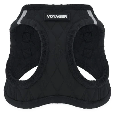 Image of Voyager Step In Plush Dog Harness Soft Plush, Vest for Small and Medium Dogs by Best Pet Supplies (Black Plush), L (Chest: 18 20.5&quot;)