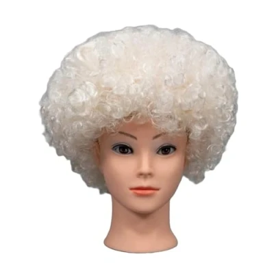 Image of Afro Wigs Curly Bouncy Hair For Fancy Dress Party Costume Disco Accessory Unisex 60s 70S 80s Theme,white