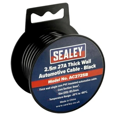 Image of Sealey Automotive Cable Thick Wall 27A 2.5m Black
