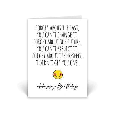 Image of Rib ticklerz Funny Birthday Card For Him Or Her Forget About The Present Humorous Joke Banter Son Daughter Colleague Mum Dad CD404