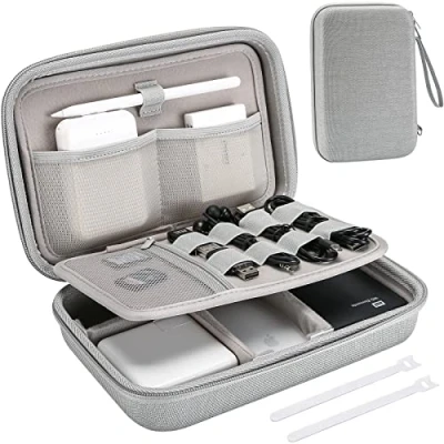 Image of ProCase Hard Travel Electronic Organizer Case for MacBook Power Adapter Chargers Cables Bank Apple Magic Mouse Pencil USB Flash Disk SD Card Small Portable Accessories Bag Grey