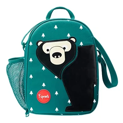 Image of 3 Sprouts Kids Lunch Bag Insulated, Durable Toddler for Girls &amp; Boys Children&#039;s Tote with Shoulder Strap School, Bear