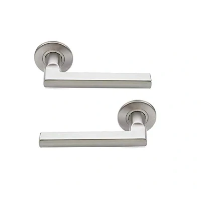 Image of Bricard Tempo 668551 Pair of Door Handles on Rose Stainless Steel Samba Design, stainlesssteel
