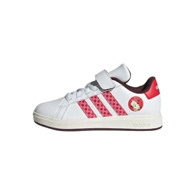 Image of adidas Performance Grand Court Minnie Road running shoes for kids, Size: 1.5, Ftwr white pink fusion pure ruby Synthetics/textile