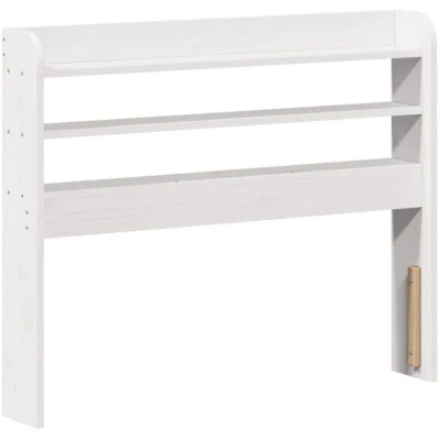 Image of vidaXL Pine Wood Headboard White Finish Freestanding with Shelves 100 cm Width Space Saving Storage for Bedroom