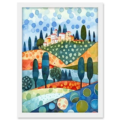 Image of Artery8 Italian Abstract Landscape Folk Art Artwork Framed A3 Wall Print