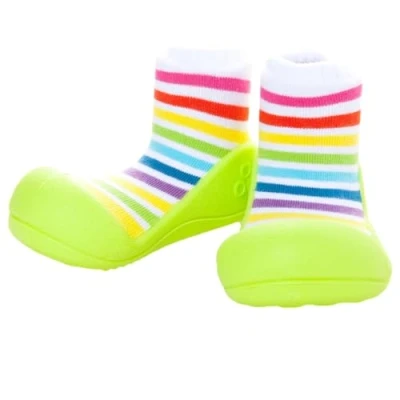 Image of Attipas Rainbow Green Size M Barefoot Kids Shoes Fun Stylish Non Slip Prewalkers