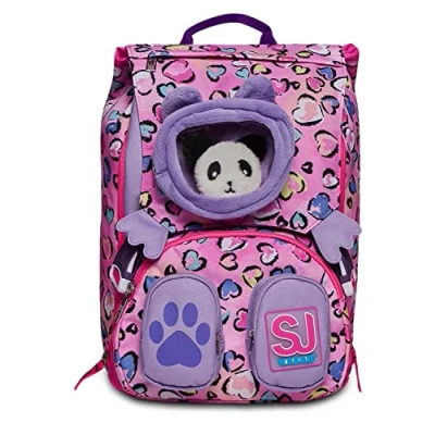 Image of SJ GANG STYLE JAM Expandable Backpack BIG FLEECY GIRL Teddy Bear for Girls and Girls, Rebel Pink, 27 x 41 16 cm, Taglia unica, Extendable