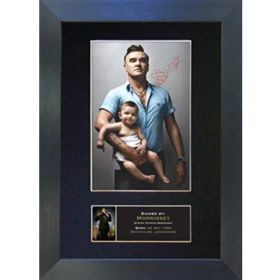 Image of MORRISSEY Signed Autograph Mounted Photo Reproduction PRINT A4 Rare (297 x 210mm) #164 (Black Frame)