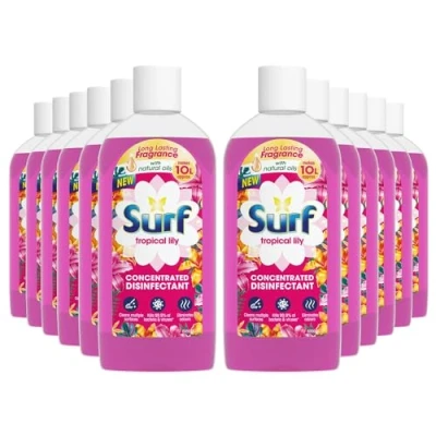 Image of Surf Passion Bloom Concentrated Disinfectant All Purpose Cleaner Long Lasting Fruity and Tropical Fragrance with Natural Oils Cleans Multiple Surface, 240ml (Tropical Lilly, Pack of 12)