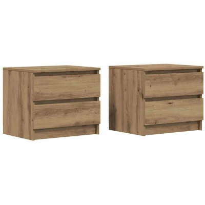 Image of vidaXL 2 Piece Bedside Cabinets/Nightstand/Bed Table Artisan Oak Engineered Wood 50x40x43.5 cm Bedroom/Living Room/Study Ample Storage with Drawers