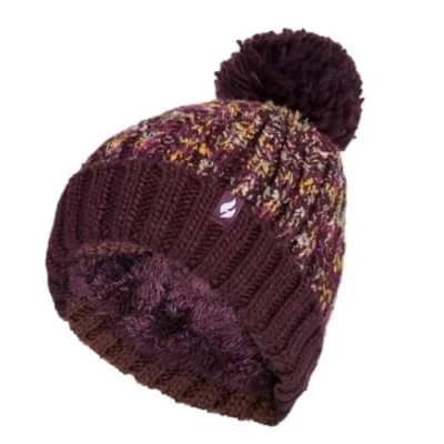 Image of HEAT HOLDERS Ladies Thermal Winter Warm Turn Over Pom Hat 3 Variations One Size (Eidda Wine)