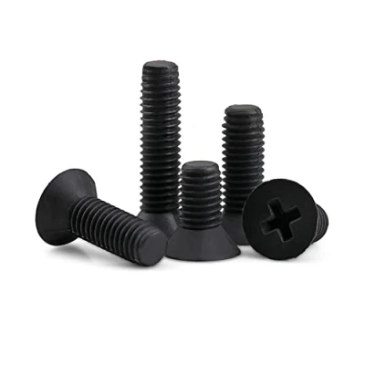Image of CONPHERON Black Nylon Phillips Cross Flat Head Machine Screws Bolts Insulated Plastic M4x15 mm,50 pcs