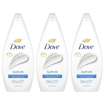 Image of Dove Body Wash 0% Sulfate SLES for Women Made with Naturally Derived Cleansers and Plant Based Moisturiseres Gently Cleanses Softer Smoother Skin, 720ml (Buy 3, Hydrate)