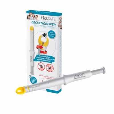 Image of tickSAFE tick gripper with rotating head for use on humans The better alternative to tweezers no squeezing, pulling or pressing simply twist out gently