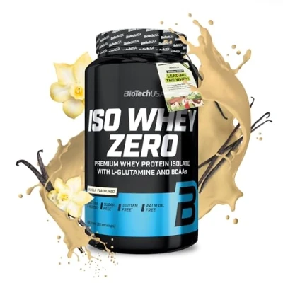 Image of BioTechUSA Iso Whey Zero Premium Protein Isolate Grass Fed Enzyme Free Sugar and Gluten Free, 908 g, Vanilla