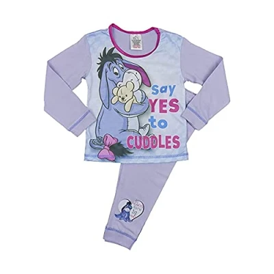 Image of Disney Girls Eeyore Full Length Pyjamas Kids Whinny The Pooh Nightwear Pjs Size Purple 4 5 Years