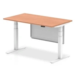 Image of Air 1400x800 Height Adjustable Desk Beech White Leg Modesty Panel
