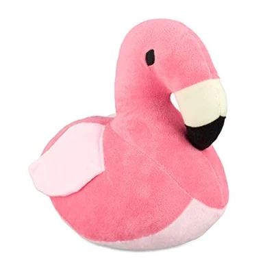 Image of Relaxdays Flamingo Doorstopper, Decorative Floor Bumper, Standing, Filled Fabric Door Stop, Pink