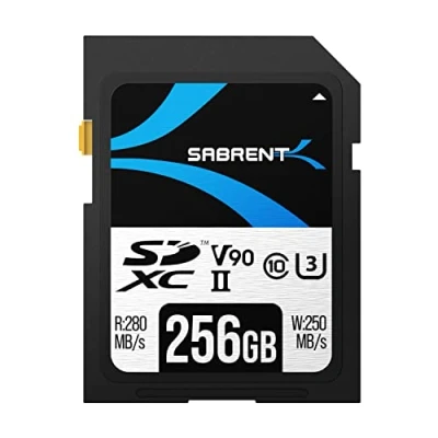 Image of SABRENT SD card 256GB V90, SDXC UHS II, memory SDHC, Class 10, U3, Full HD &amp; 8K UHD card, 280MB/s for professional photographers, videographers, vloggers (SD TL90 256GB)