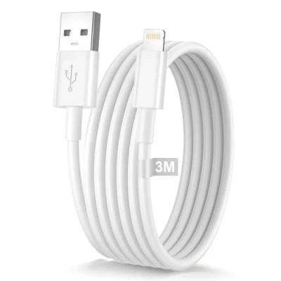 Image of Extra Long iPhone Charger Cable 3M [MFi Certified], USB to Lightning Fast Charging Apple Lead Wire for 14 Pro 13 12 11 Max XR 8 7 6 iPad