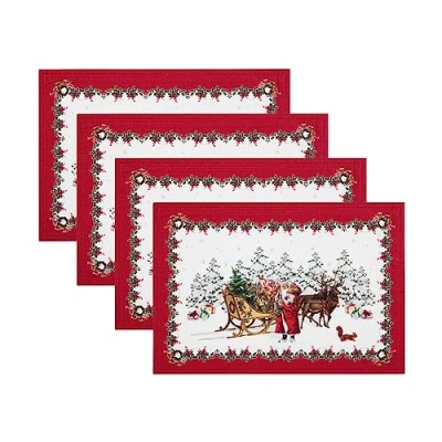 Image of Villeroy &amp; Boch Elrene Home Fashions Toy&#039;s Fantasy Holiday Engineered Placemats, Set of 4, 13&quot;x19&quot;, Multi