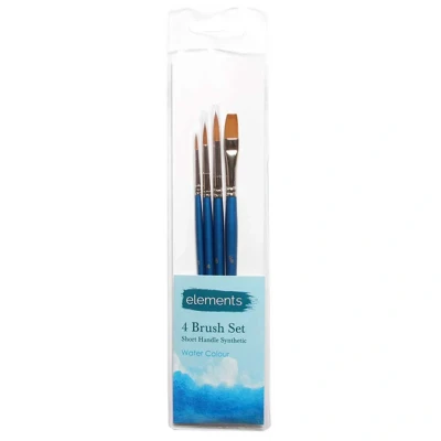 Image of Elements Set of 4 Short Handle Watercolour Brushes