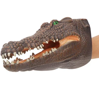Image of 9 Inch Alligator Hand Puppet Animal Soft Simulation Non toxic Rubber Toy Role Play for Kids and Toddlers