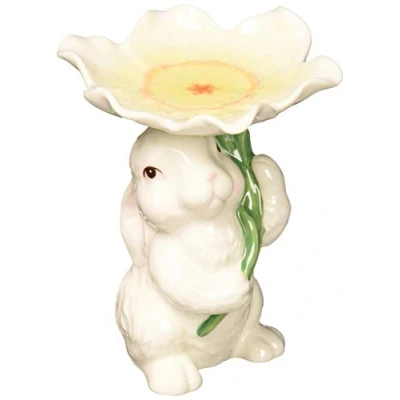 Image of Cosmos 10590 Fine Porcelain Bunny Candy/Candle Holder, 3 3/4 Inch,White