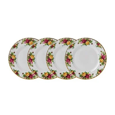 Image of Royal Albert Old Country Roses 40034980 Plates 20cm Set of 4 White, Fine Bone China