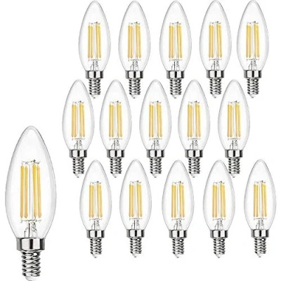 Image of BANGSHUO Pack 15 E14 Vintage Candelabra LED Bulbs 4W C35 400 Lumens Warm White 2700K Chandelier Light 40W Equivalent,C35 Filament Candle Bulb No Dimmable