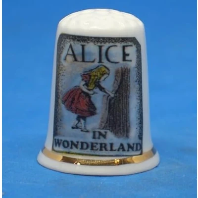 Image of Porcelain China Miniature Book Thimble Disney Alice in Wonderland