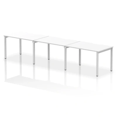 Image of Evolve Single Silver Frame Bench Desk 1200 White (3 Pod) BE416