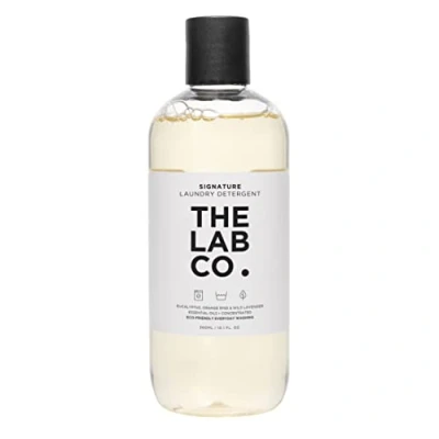 Image of The Lab Co. Signature Laundry Detergent Wash. Fragranced with Orange and Lavender. Size 300ml For up to 20 washes. Non Bio. everyday machine washing hand washing.
