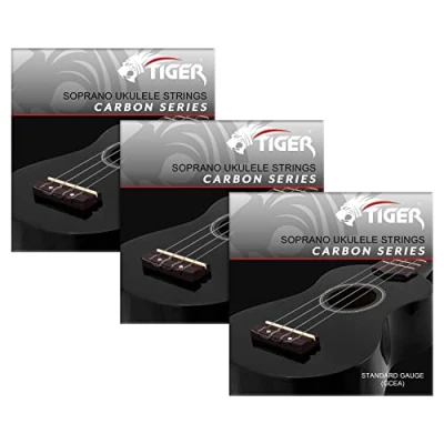 Image of TIGER UAC14 CBN 3 Fluorocarbon Black Ukulele Strings Set for Soprano and Concert Ukes Pack of Sets