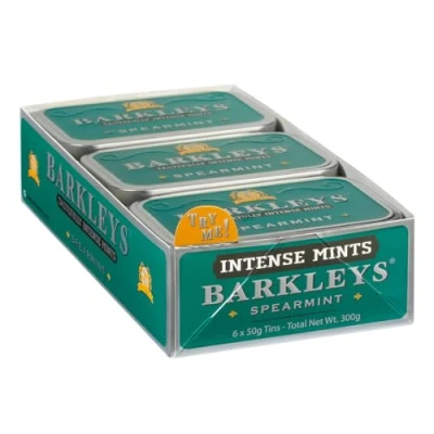 Image of Barkleys Green Winter Candy Intense Mint. Pack of 6 Cans. Without Milk derivatives, Gluten, Eggs, Soy and Animal substances. Suitable for Vegetarians Vegans. to Collect