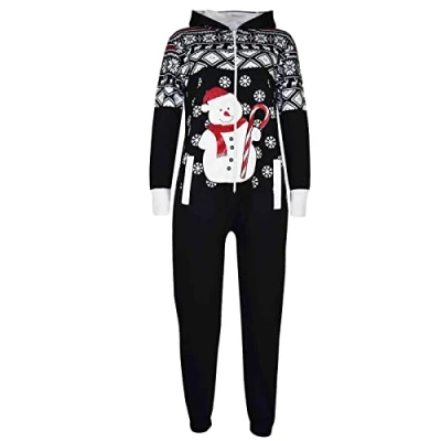 Image of A2Z 4 Kids Girls Boys Novelty Christmas Snowman Print Xmas Onesie Black 9 10