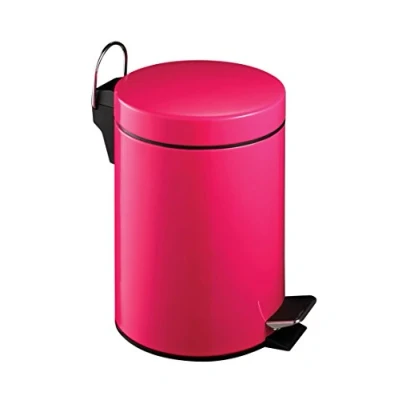 Image of Premier Housewares 506420 Pedal Bin Hot Pink Kitchen Stainless Steel Bathroom Push Bins Recycling 3 L H26 x W17 D23cm
