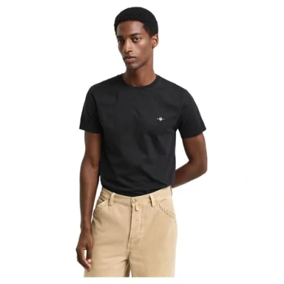 Image of GANT Men&#039;s Slim Shield SS T Shirt, Black, L