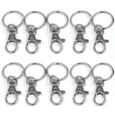 Image of Accessotech 10x Small Silver Tone Lobster Trigger Swivel Clasps for Keyring Hook 37x16mm Key