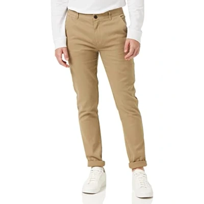 Image of Farah Men&#039;s Chinos, Endmore Twill Chinos with Stretch, Skinny Fit, Casual Trousers, Beige, 32W 32L