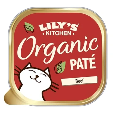 Image of Lily’s Kitchen Made with Natural Ingredients Adult Cat Food Tray Organic Beef Grain Free Recipe 19 x 85g