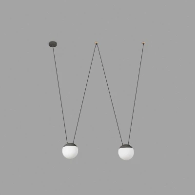 Image of Mine 2 Light Ceiling Pendant Wood, Dark Grey, E27