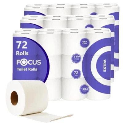 Image of 72 Toilet Rolls Quilted Tissue 2 Ply Paper Extra Soft Premium Quality (2Ply Rolls)