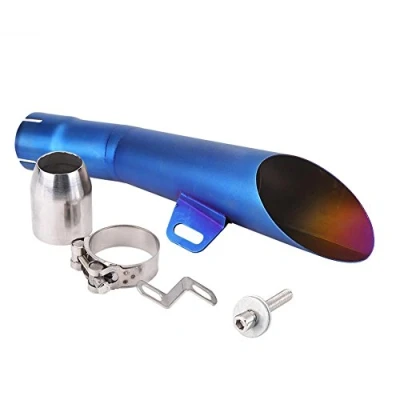 Image of Exhaust Pipe, Keenso Universal Stainless Steel Motorcycle Tail Pipe Muffler Tip (D for Motorcycle(Blue))